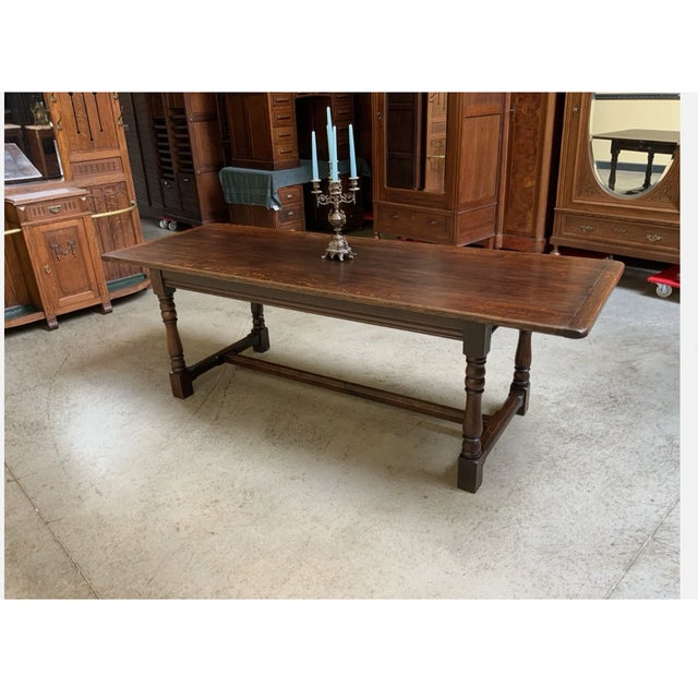 Wood Vintage Monastery Table in Oak, 1940 For Sale - Image 7 of 11