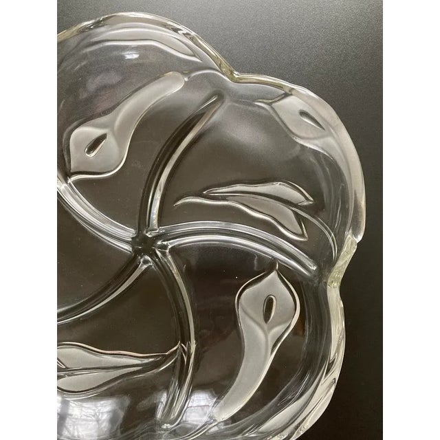 Glass Vintage American Clear Glass Divided Serving Platter With Frosted Calla Lily Design For Sale - Image 7 of 12