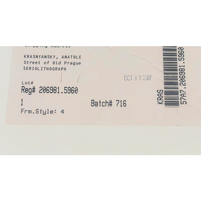 2000 - 2009 Street of Old Prague, Anatole Krasnyanshy Large Seriolithograph,Framed and Signed in Plate. For Sale - Image 5 of 11