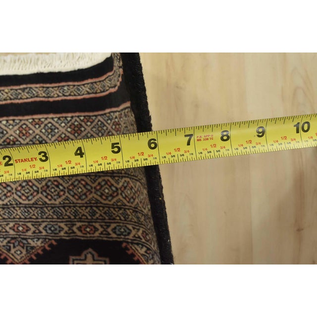 Bokhara Rug 4’2” X 6’1” Black Wool Tribal Hand-Knotted Oriental Carpet For Sale - Image 9 of 11