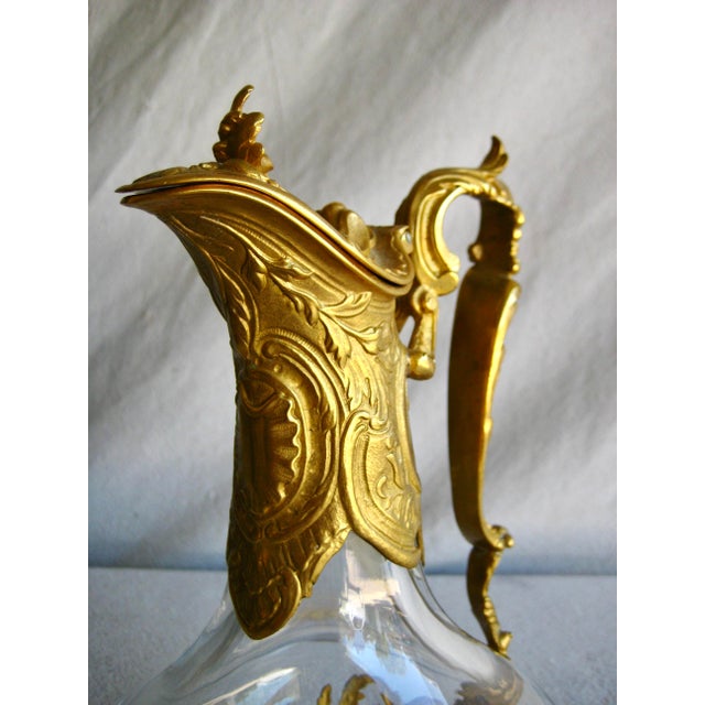 1920s French Napoleon III Bronze and Crystal Decanter -Carafe For Sale - Image 6 of 11