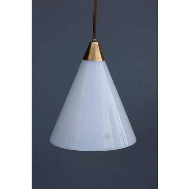 Italian Brass and White Opaline Glass Ceiling Lamp from Stilnovo, 1950s For Sale - Image 10 of 11