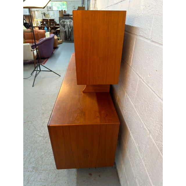 Brown Vintage Bernhard Pedersen & Son Danish Teak Credenza W/ Glass Hutch For Sale - Image 8 of 18
