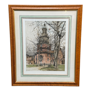 Luigi Kasimir Philadelphia Independence Hall Etching, Signed Circa 1920s