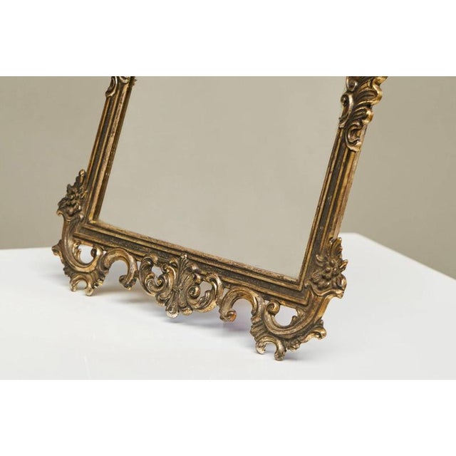 Gold Mid-20th Century Italian Ornate Table Mirror in Patinated Silver-Plated Brass, 1940s For Sale - Image 8 of 12