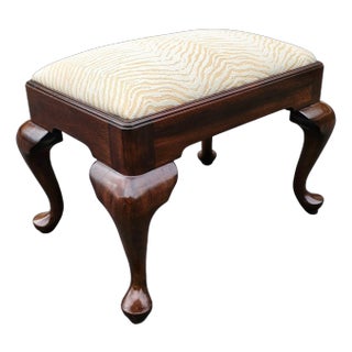 Vintage Henkel Harris, Queen Anne Style Mahogany Footstool For Sale