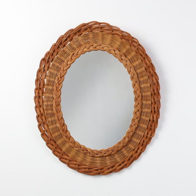 Small Mid-Century Rattan Mirror, France, 1960s For Sale - Image 11 of 11