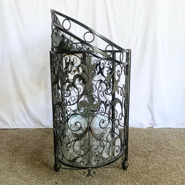 Vintage Wrought Iron Oval Two Tier Glass Top Console Table by Maitland Smith For Sale In West Palm - Image 6 of 11