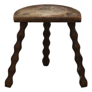 Small Wooden Stool, 1950s For Sale