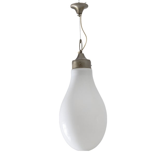 Opal Glass Suspension Lamp For Sale