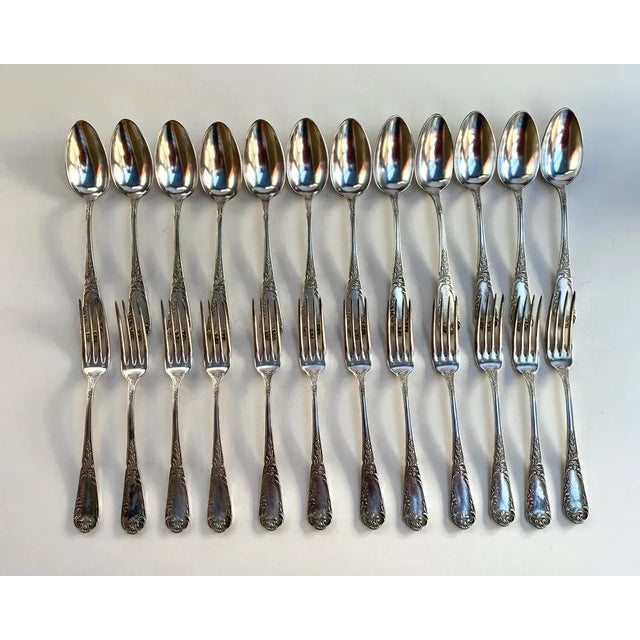 Vintage Silver Plate Utensils, France, 1950s, Set of 24 For Sale - Image 4 of 8