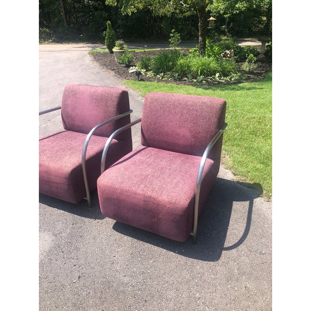 Contemporary Upholstered Aluminum Frame Chairs - A Pair For Sale - Image 12 of 12