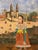 Vintage 1954 Mexican School portrait painting on board of a girl in her traditional clothes- perhaps her Sunday-best-...