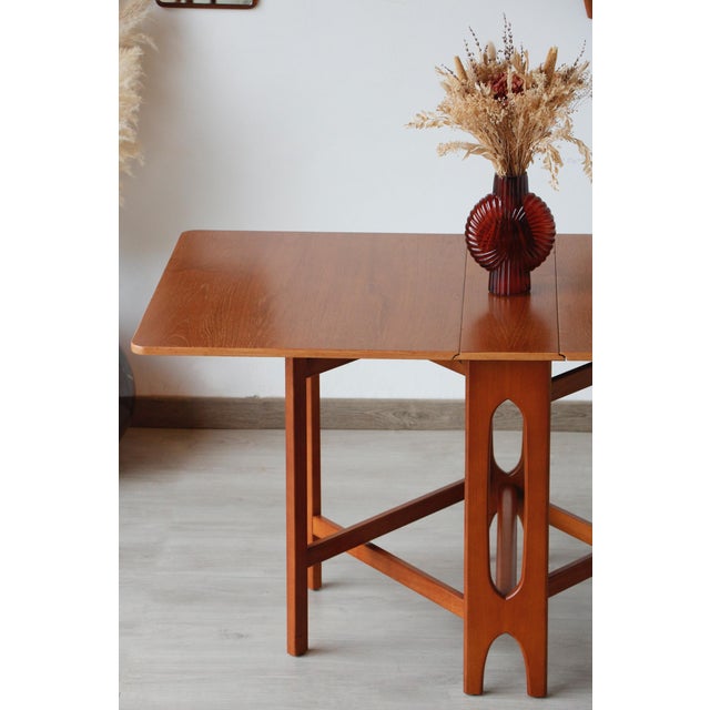 Brown Scandinavian Drop-Leaf Table in Bendt Winge Teak and Beech, 1960s For Sale - Image 8 of 17