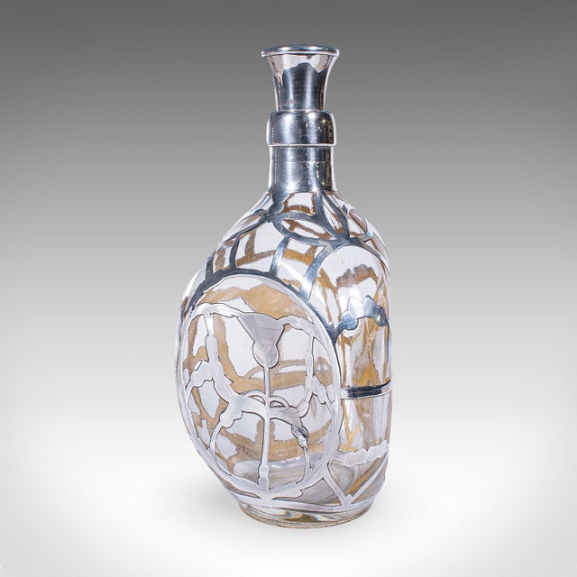 1930s Pair of Vintage John Haig Whisky Decanters, English, Glass, Silver, Hallmarked For Sale - Image 5 of 12