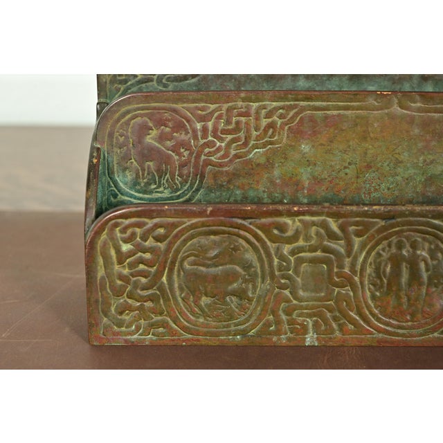 Metal Tiffany Studios New York Zodiac Pattern Bronze Letter Rack For Sale - Image 7 of 14