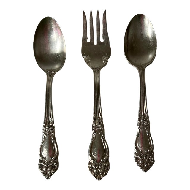 1900's Antique Reed & Barton Tiger Lily Pattern Silver Plate Flatware Set- 3 Pieces For Sale