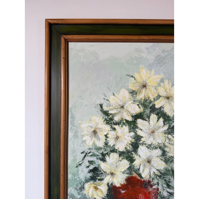 1960s 1969 Vintage Impressionist Floral Still Life Oil on Canvas Painting, Signed For Sale - Image 5 of 12