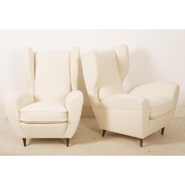 Set of Lounge Chairs with Wingback in Cream Bouclé by Melchiorre Bega For Sale - Image 13 of 18