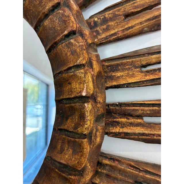 Mid 20th Century French Gilt Sunburst Wall Mirror For Sale - Image 10 of 11