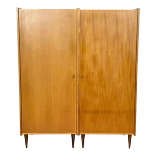 Mid-Century Wardrobe or Linen Closet in Wood For Sale