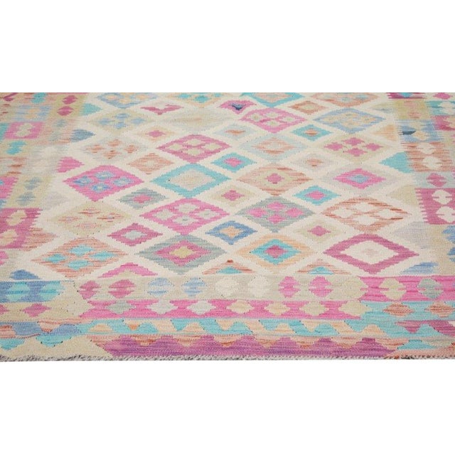 Contemporary Afghan Maimana Flatweave Kilim Rug,6'8X9'7" For Sale - Image 4 of 6