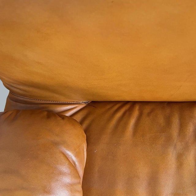 Brown Italian Modern Brown Leather Armchairs, 1970s, Set of 2 For Sale - Image 8 of 18