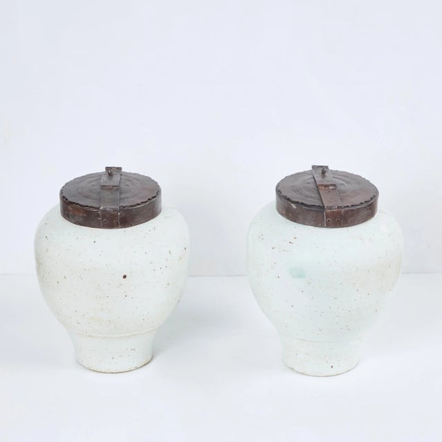 Porcelain Covered Tea Jars - A Pair For Sale - Image 4 of 7