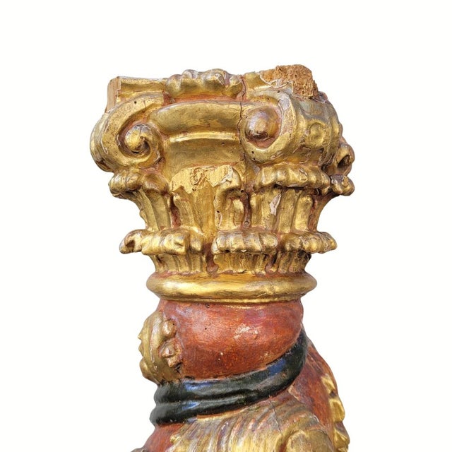 Pair of sculptures, carved "Solomonic Columns," carved, gilded, and polychromed wood, 18th century – Spain Material:...