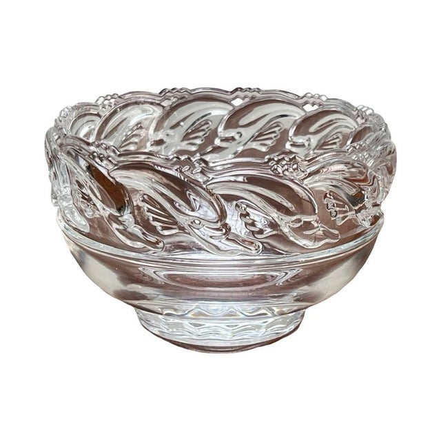 Vintage Tiffany & Co. Mid-Century Modern Crystal Dolphin Pattern Footed Bowl For Sale In Boston - Image 6 of 10