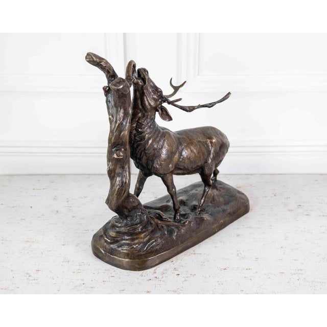 Large Bronze Animal Group – Rutting Stag – Late 19th Century. For Sale In Atlanta - Image 6 of 12