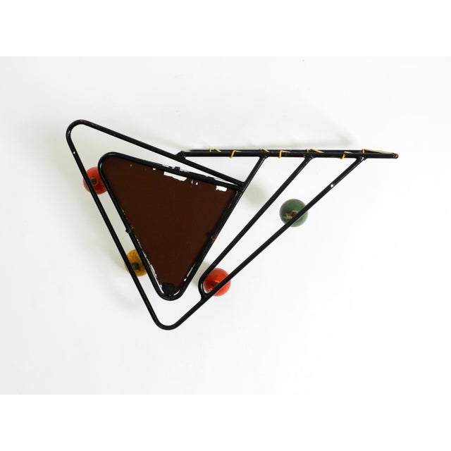 Mid-Century Modern French Metal Wall-Mounted Coat Rack with Shelf and Mirror, 1950s For Sale - Image 16 of 18