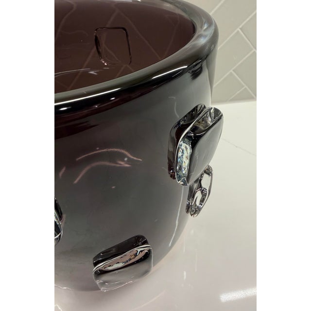 Eggplant Studio a Home by Global Views Plum Polish Art Glass Ingot Vase / Cachepot - Size Small For Sale - Image 8 of 10