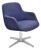 Vintage Mid Century Modern Blue Upholstered Chrome Swivel Base Club Arm Chair For Sale