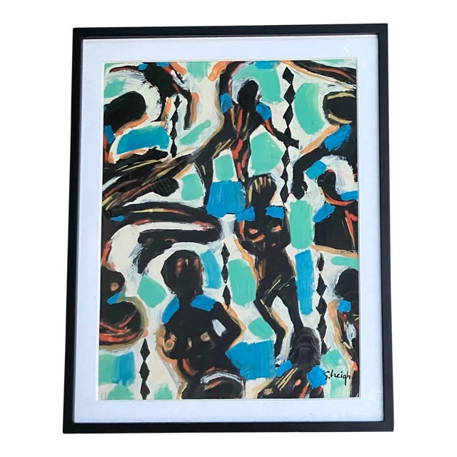 Contemporary Original Abstract Painting by Stephen Heigh “Festival Dancers” For Sale