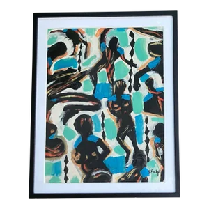 Contemporary Original Abstract Painting by Stephen Heigh “Festival Dancers”