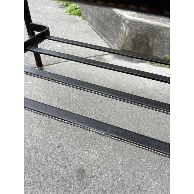 Black Stitched Leather Cocktail Table by Jacques Adnet, 1950s For Sale - Image 8 of 16