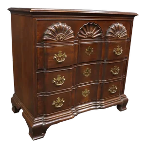 Drexel Cherry Chippendale Blockfront Shell Carved Chest