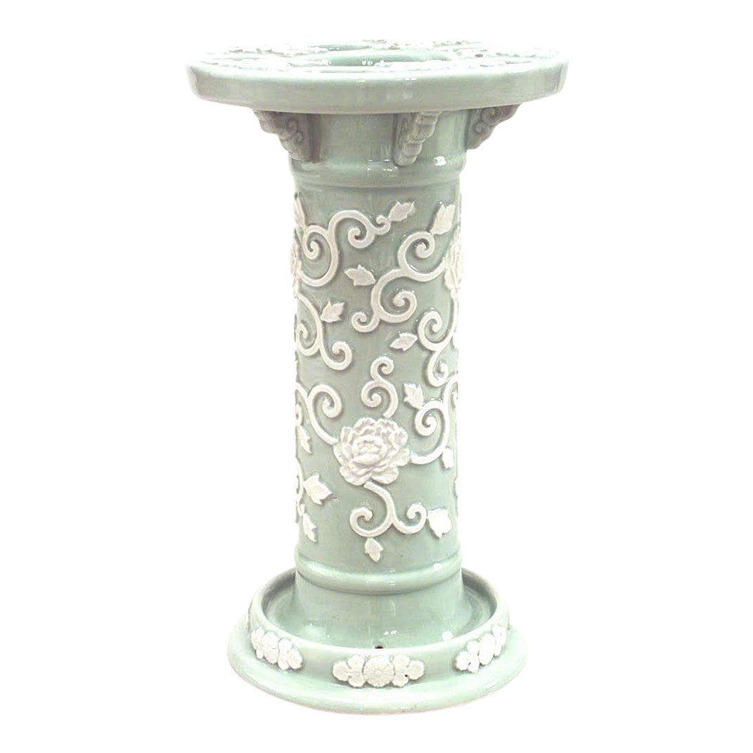 Victorian Celadon and Porcelain Umbrella Stand Chairish