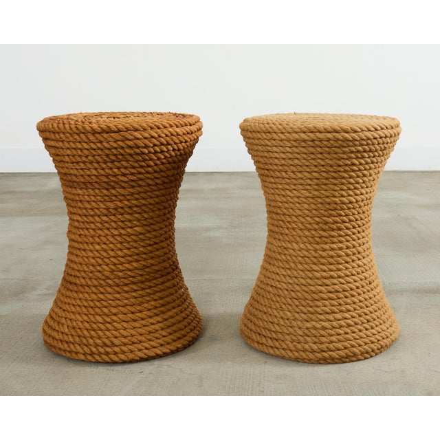 Pair of Audoux-Minnet Style Rope Drink Table Stools For Sale - Image 12 of 12