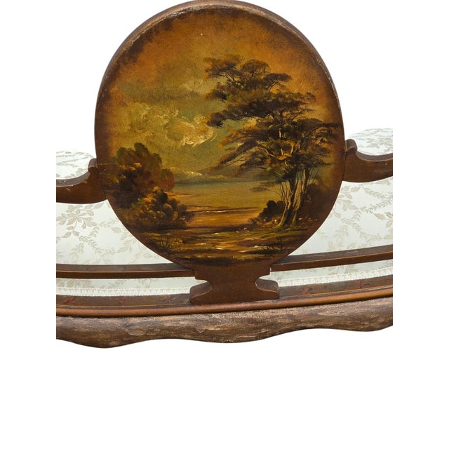 Wood 19th Century French Louis XV Style Hand-Painted Romantic Settee / Loveseat For Sale - Image 7 of 18
