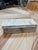 Elegant vintage rectangular decorative box featuring a luminous mother-of-pearl mosaic lid in soft ivory and pearlescent...