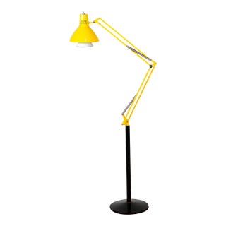 Vintage Luxo Yellow Architect Task Floor Lamp W/ Standing Base For Sale