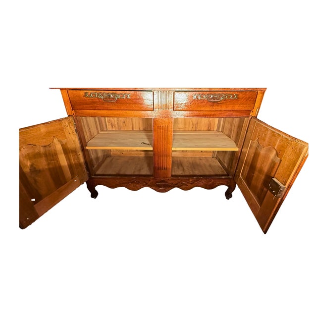 **Antique French Louis XV Period Tall Double Walnut Buffet** For Sale - Image 9 of 11