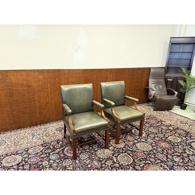 About this Set of Classic English Chesterfield Desk Chairs Classic and Elegant | Antique office chairs in English, Classic...