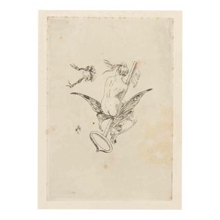 Félicien Rops, Nude, La Clef Des Champs (The Key to the Fields), 1880s, Etching For Sale