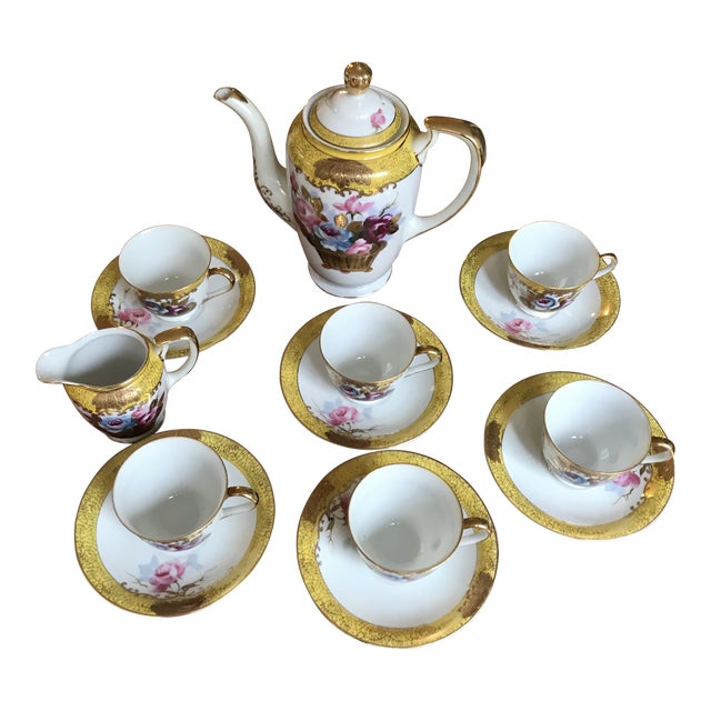 MidCentury MK Hand Painted Porcelain Tea Set, Japan 15 Piece Set