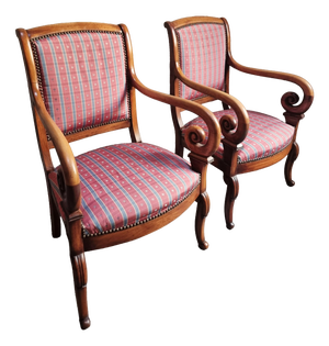 French Walnut Armchairs, 1950s, Set of 2