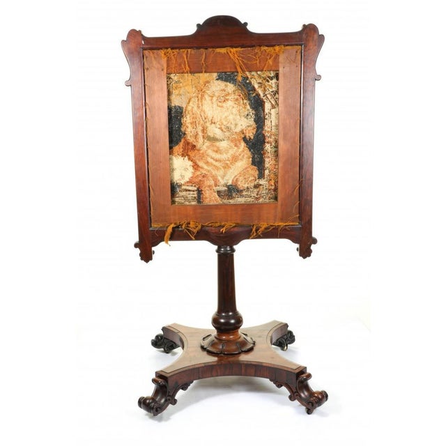 Victorian Needlepoint Tapestry Screen with Labrador and Terrier, 1850 For Sale - Image 6 of 7