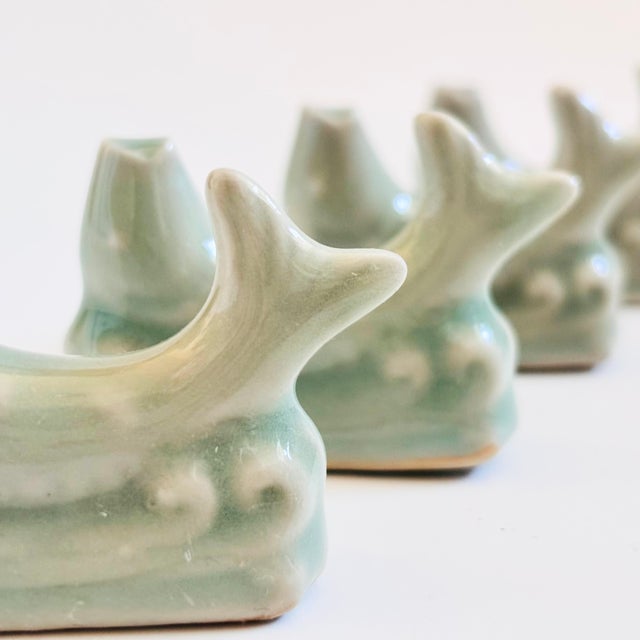 Celadon Koi Fish Chopstick Rests - Set of 4 For Sale In San Francisco - Image 6 of 7